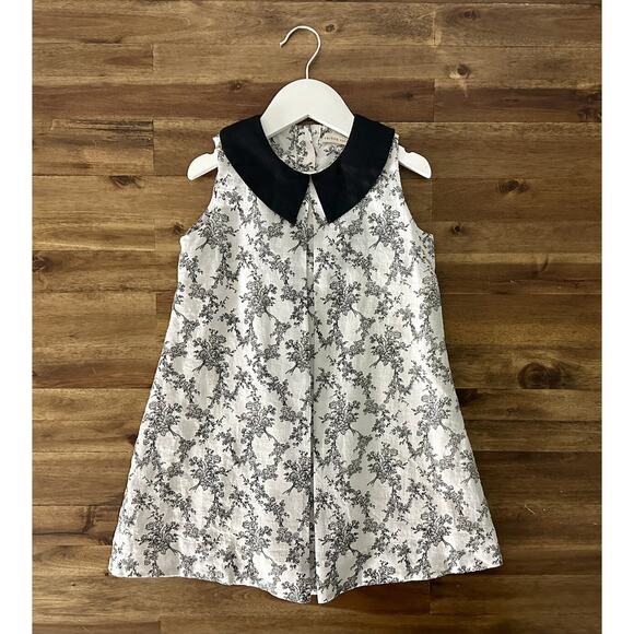 Carbon Solider White Black Toile Linen Sleeveless Dress Preppy Classic 5 - Picture 2 of 8